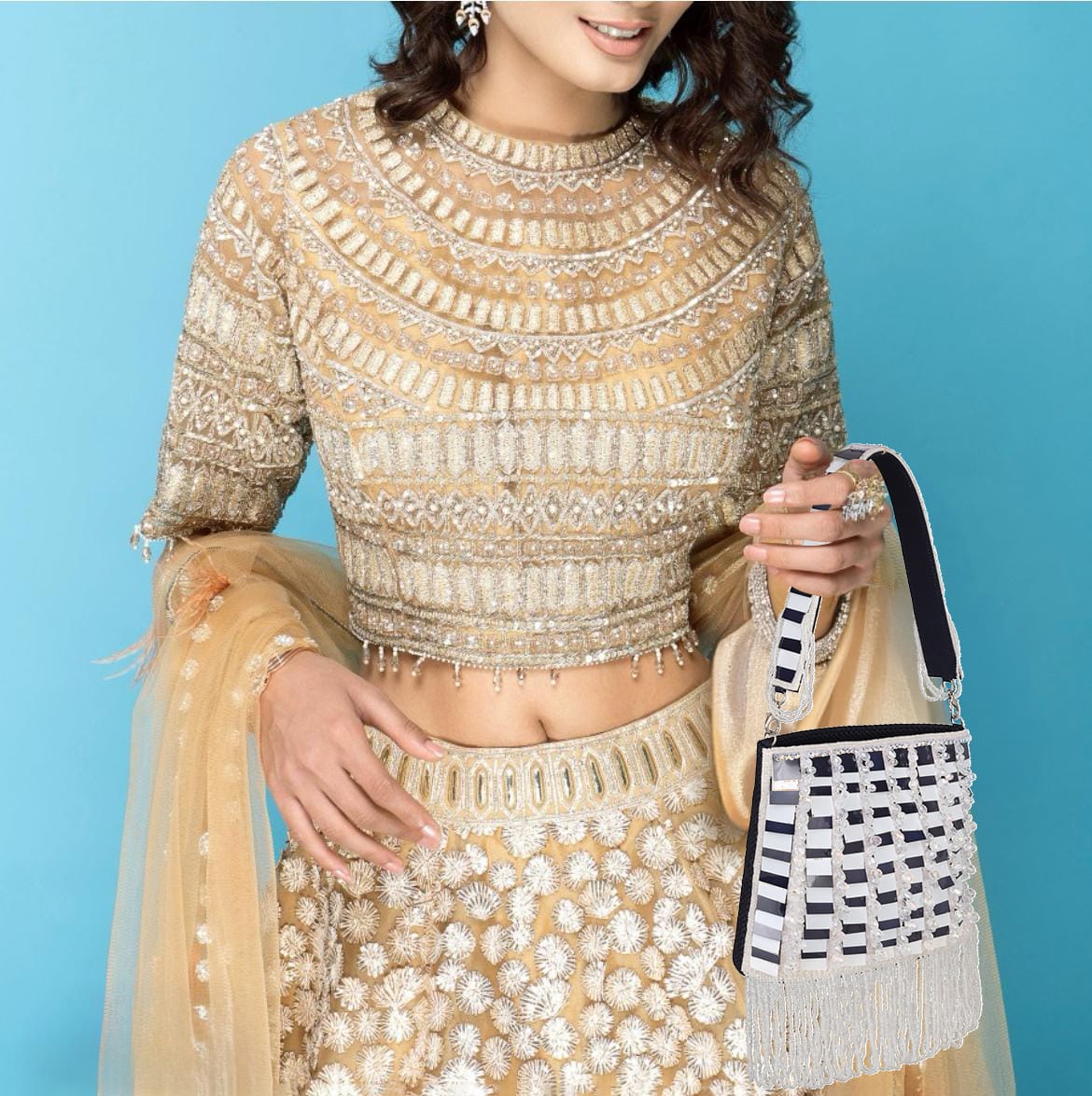 Beaded Fringe Party Clutch for Women